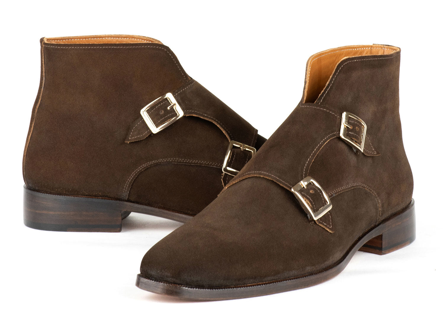 Paul Parkman Double Monkstrap Ankle Boots Brown Suede (ID