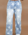 Beau Blue High Waist Star Pattern Plus Size Jeans - Toi ‘n’ Moi Ltd