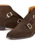 Paul Parkman Double Monkstrap Ankle Boots Brown Suede (ID