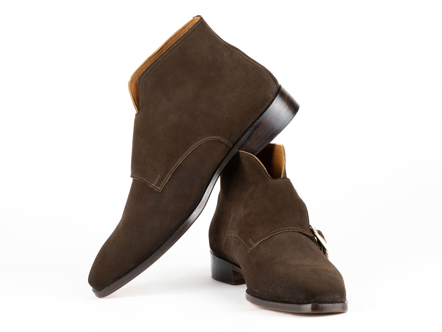 Paul Parkman Double Monkstrap Ankle Boots Brown Suede (ID