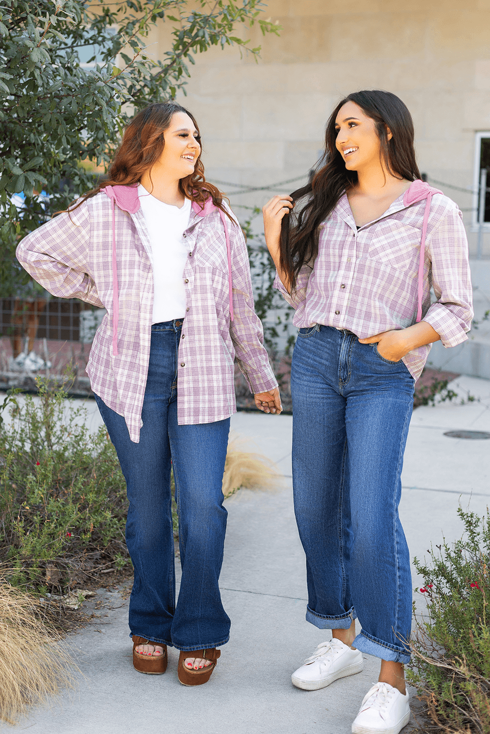 Bonbon Plaid Print Drawstring Hooded Button-up Plus Size Shirt - Toi ‘n’ Moi Ltd