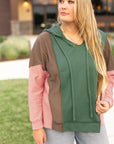 Breen Plus Size Colorblock Patchwork V Neck Hoodie - Toi ‘n’ Moi Ltd