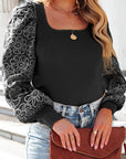 Black Plus Size Daisy Embroidered Puff Sleeve Ribbed Knit Top - Toi ‘n’ Moi Ltd
