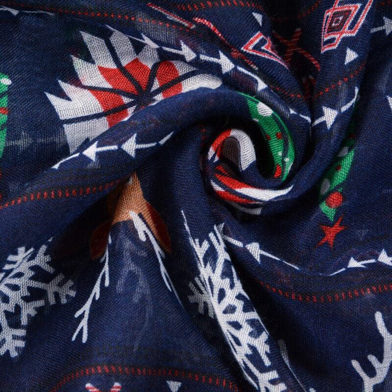 Womens Ladies Christmas Festive Scarf Santa Claus Snowman Print Winter Gifts UK - Toi ‘n’ Moi Ltd