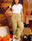Beige Drawstring Adjusted Band High Waist Plus Size Pants - Toi ‘n’ Moi Ltd