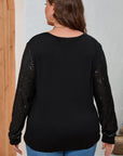 Black Sequin Contrast Long Sleeve Plus Size Top - Toi ‘n’ Moi Ltd