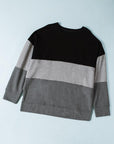 Black Crew Neck Colorblock Plus Size Sweashirt - Toi ‘n’ Moi Ltd