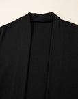 Black Solid Color Open Front Cardigan with Pocket - Toi ‘n’ Moi Ltd