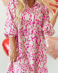 Mini-robe babydoll ample à imprimé léopard rose