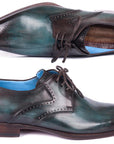 Paul Parkman Turquoise & Brown Medallion Toe Derby Shoes (ID