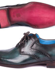Paul Parkman Turquoise & Brown Medallion Toe Derby Shoes (ID