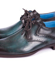 Paul Parkman Turquoise & Brown Medallion Toe Derby Shoes (ID