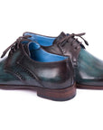 Paul Parkman Turquoise & Brown Medallion Toe Derby Shoes (ID