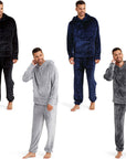 Snuggaroo Mens Soft Fleece Hooded Pjs Pyjama Bottoms Top Loungewear Set - Toi ‘n’ Moi Ltd