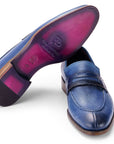 Paul Parkman Men's Split Toe Loafer Shoes Blue (ID
