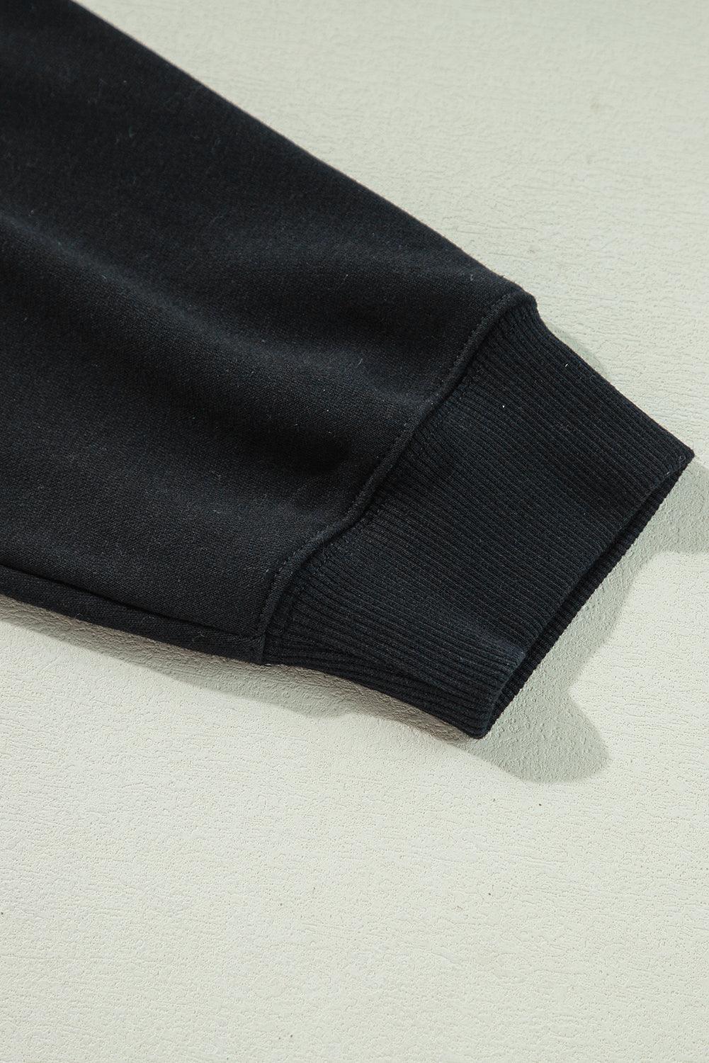 Black Solid Crew Neck Drop Shoulder Plus Size Sweatshirt - Toi ‘n’ Moi Ltd