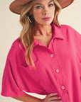 Black Plain Half Button Collared Pocket Loose Romper - Toi ‘n’ Moi Ltd