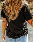 Black Sequin Heart Patched Pattern Crewneck Valentines Tee - Toi ‘n’ Moi Ltd