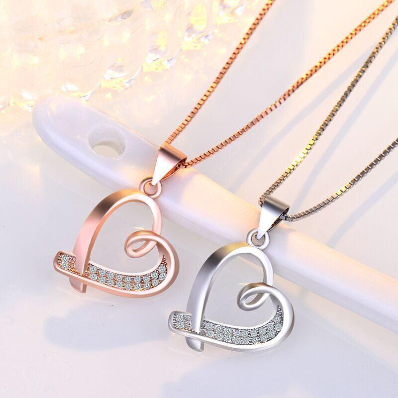 925 Sterling Silver Crystal Heart Pendant Necklace Women Girls Jewellery Gift - Toi ‘n’ Moi Ltd