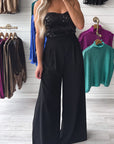 Black Sequin Tube Top Wide Leg Jumpsuit - Toi ‘n’ Moi Ltd