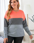 Black Crew Neck Colorblock Plus Size Sweashirt - Toi ‘n’ Moi Ltd