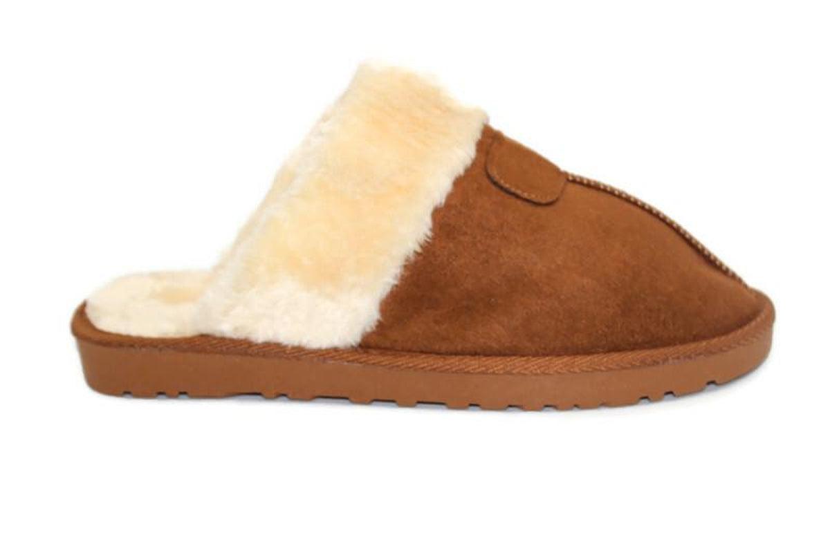 WOMENS LADIES FAUX FUR LINED SLIP on COMFY WARM WINTER SLIPPERS MULES SHOES SIZE - Toi ‘n’ Moi Ltd
