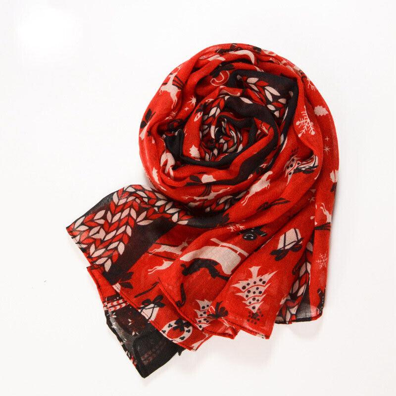Womens Ladies Christmas Festive Scarf Santa Claus Snowman Print Winter Gifts UK - Toi ‘n’ Moi Ltd