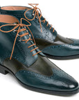 Paul Parkman Wingtip Ankle Boots Dual Tone Green & Blue (ID