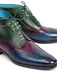 Paul Parkman Wingtip Ankle Boots Three Tone Blue Purple Green (ID