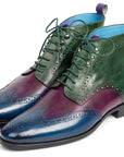 Paul Parkman Wingtip Ankle Boots Three Tone Blue Purple Green (ID