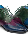 Paul Parkman Wingtip Ankle Boots Three Tone Blue Purple Green (ID
