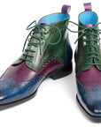 Paul Parkman Wingtip Ankle Boots Three Tone Blue Purple Green (ID