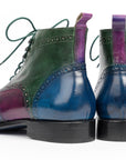 Paul Parkman Wingtip Ankle Boots Three Tone Blue Purple Green (ID