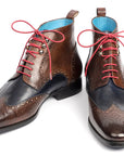 Paul Parkman Wingtip Ankle Boots Dual Tone Brown & Blue (ID