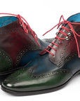 Paul Parkman Wingtip Ankle Boots Three Tone Green Blue Bordeaux (ID