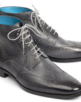 Paul Parkman Wingtip Ankle Boots Gray Hand-Painted (ID