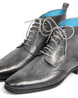 Paul Parkman Wingtip Ankle Boots Gray Hand-Painted (ID