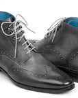 Paul Parkman Wingtip Ankle Boots Gray Hand-Painted (ID