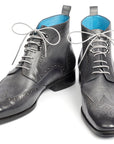 Paul Parkman Wingtip Ankle Boots Gray Hand-Painted (ID
