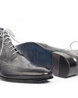 Paul Parkman Wingtip Ankle Boots Gray Hand-Painted (ID