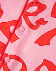 Set pigiama a maniche lunghe con stampa a fiocco rosa da 2 pezzi