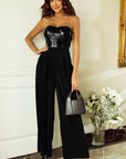 Black Sequin Tube Top Wide Leg Jumpsuit - Toi ‘n’ Moi Ltd