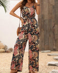 Black Boho Belted Sleeveless Wide Leg Jumpsuit - Toi ‘n’ Moi Ltd