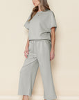 Black Textured Loose Fit T Shirt and Drawstring Pants Set - Toi ‘n’ Moi Ltd