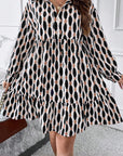 Apricot Abstract Print Collared V Neck Plus Size Mini Dress - Toi ‘n’ Moi Ltd