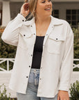 Beige Plus Size Textured Flap Pockets Jacket - Toi ‘n’ Moi Ltd