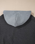 Sweat à capuche gris texturé à blocs de couleurs avec poche kangourou et épaules tombantes
