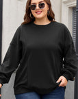 Black Loose Patchwork Crewneck Plus Size Sweatshirt - Toi ‘n’ Moi Ltd