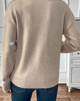Pull de Saint-Valentin à col en V et dentelle à imprimé cœur gris fumé