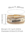 Beige BLESSED Rhinestone Braided Detail Buckle Bracelet - Toi ‘n’ Moi Ltd